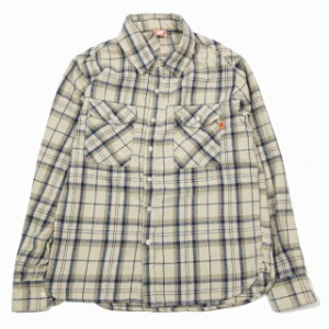 【中古】アンディフィーテッド UNDEFEATED FLANNEL SHIRT フランネル ネルシャツ 長袖 チェック柄 S ベージュ