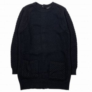 【中古】美品 プロエンザスクーラー PROENZA SCHOULER バックボタン ワッフル ロング ニット セーター  黒 ブラック