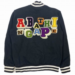 【中古】アベイシングエイプ A BATHING APE バックロゴ スウェット ヴァーシティジャケット スタジャン 