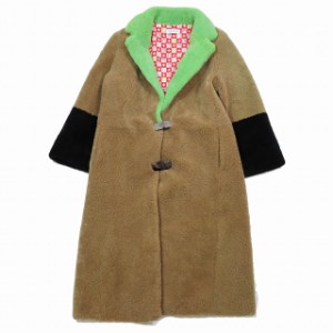 【中古】サックスポッツ Saks Potts SHEEP FUR FEBBE GRASS COAT  ボア チェスターコート ジャケット 1 ブラウン