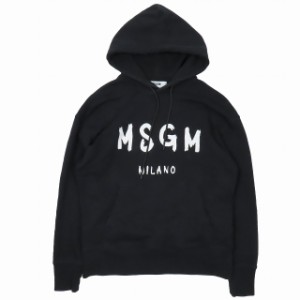 【中古】エムエスジーエム MSGM パーカー スウェット トレーナー トップス ペイントロゴ 黒 ブラック サイズS 