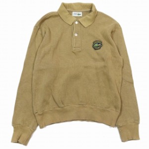 【中古】ラコステ CHEMISE LACOSTE コットンニット ポロシャツ 長袖 ワンポイント ロゴ ワッペン 2 ベージュ