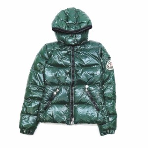 【中古】モンクレール MONCLER ダウン ジャケット ブルゾン フード デカワッペン 45308/50/68950 アウター グリーン 0 メンズ▲C1 