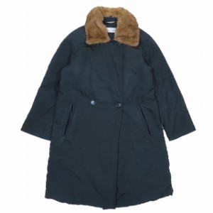 【中古】マックスマーラ MAX MARA 白タグ ミンクファー衿 中綿コート アウター ダブルブレスト 黒 ブラック