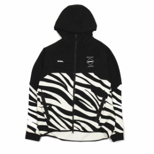 【中古】23AW F.C.Real Bristol FCRB VENTILATION HOODIE ボンディングスウェット ジャケット パーカー ゼブラ柄 ブラック ホワイト L