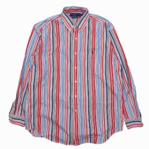 【中古】美品 ラルフローレン RALPH LAUREN 90's ヴィンテージ BLAKE ストライプ柄 ボタンダウン シャツ 