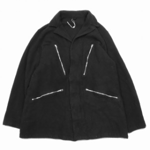 【中古】美品 23AW コモリ COMOLI 縮絨ウールミリタリージャケット ブルゾン ジップアップ 3 黒 ブラック