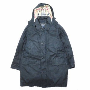 【中古】BURBERRY LONDON ダウンライナー付き ステンカラーコート パーカー フーディ ノバチェック BBN22-722-09 黒 ブラック M