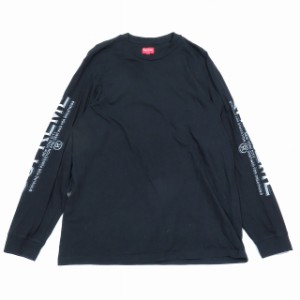 【中古】21AW シュプリーム SUPREME Intarsia Sleeve L/S Top Tシャツ 長袖 クルーネック ロゴ カットソー L 黒