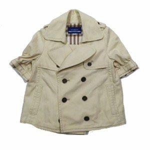 【中古】バーバリーブルーレーベル BURBERRY BLUE LABEL ショートコート ダブル トレンチ 半袖 裏地チェック ホワイト 36 レディース