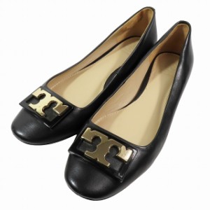 【中古】トリーバーチ TORY BURCH フラットシューズ ロゴ プレート レザー シューズ 5.5M 黒 ブラック/7YBA2 