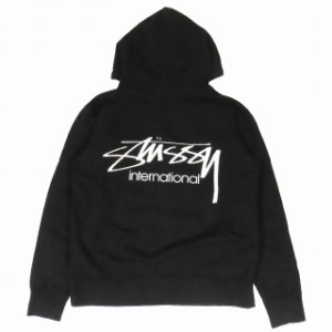 【中古】ステューシー STUSSY international バックロゴプリント プルオーバー パーカー トップス サイズS 黒