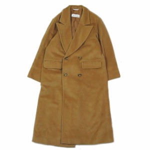 【中古】マックスマーラ MAX MARA チェスターコート ダブル ロング 羊毛 カシミヤ混 白タグ アウター 32 32 481 ブラウン 40 レディース