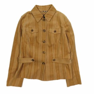 【中古】BURBERRY LONDON ストライプ織 コーデュロイジャケット 裏地ノバパイピング アウター ブラウン 44 レディース YBA2 