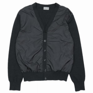 【中古】美品 モンクレール MONCLER ナイロン切替 ウール カーディガン トップス 長袖 ダークグレー サイズM 