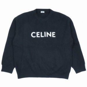 【中古】21AW セリーヌ CELINE by Hedi Slimane エンブロイダリー ロゴ ウール アンゴラ混 ニット セーター 