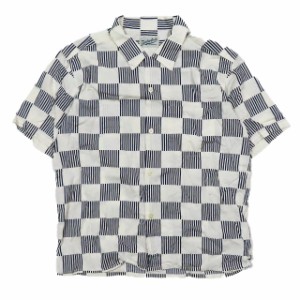 【中古】テンダーロイン TENDERLOIN T-COTTON C S/S チェッカー柄 半袖 シャツ ブラウス アウター ホワイト ブルー S メンズ 