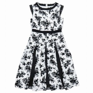 【中古】美品 19AW トッカ TOCCA SNOWFLAKE WALTZ MOONLIGHT ノースリーブ ワンピース ドレス 花柄 レース 2 白 黒