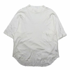 【中古】Ets.MATERIAUX イーティーエス マテリオ Mockneck Baseball T-shirt モックネック Tシャツ カットソー 5分袖 白 2 メンズ 