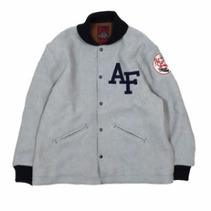 【中古】美品 BUZZ RICKSON’S ウールメルトン スタジャン アワードジャケット USAAF AWARD JACKET アウター グレー 44 メンズ 