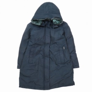 【中古】ウールリッチ WOOLRICH RAMAR CLOTH ダウンコート ミリタリージャケット ロング ラビットファー S ネイビー