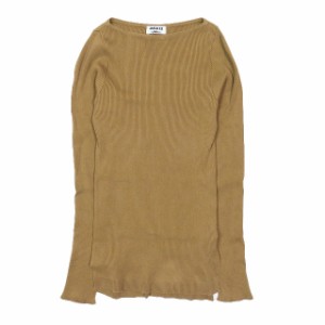 【中古】オーラリー AURALEE ×ロンハーマン Ron Herman Giza Boat Neck Pullover ギザ リブニット カットソー 長袖 ブラウン 0