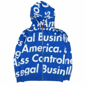 【中古】07SS SUPREME Illegal Business Full Zip Hoodie イリーガル ビジネス ロゴ総柄 フルジップスウェットパーカー フーディ 青 M 