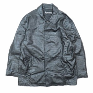 【中古】22SS シュプリーム SUPREME Faux Croc Car Coat "Black" フェイク クロコダイル レザー カー コート ブラック M メンズ 