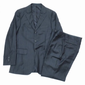 【中古】ポールスミス PAUL SMITH ロロピアーナ Loro Piana スーツ セットアップ ストライプ L 黒