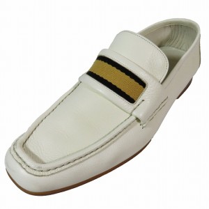 【中古】グッチ GUCCI シェリーライン ドライビングシューズ ローファー 白 ホワイト サイズ40.5 141964 メンズ ?C4 