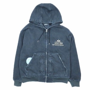 【中古】24SS WIND AND SEA ×LIBERE Work Zip-Up Jacket ワーク ジップアップ デニムジャケット ダメージ加工 フーディ 刺繍 黒 XL