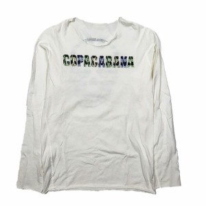 【中古】ルシアンペラフィネ LUCIEN PELLAT-FINET COPACABANA スカル ロゴ プリント Tシャツ 長袖 トップス 白 ホワイト XS メンズ 