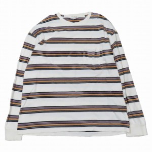 【中古】アンユーズド UNUSED LONG SLEEVULE BORDER T-SHIRT ボーダー Tシャツ 長袖 クルーネック カットソー 2 白