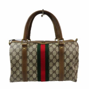 【中古】グッチ GUCCI オールドグッチ ヴィンテージ ミニボストンバッグ シェリーライン GG柄 カバン キャンバス ブラウン