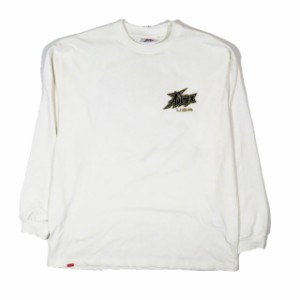 【中古】アヴィレックス AVIREX TWIN DRAGON L/S T-SHIRT ツイン ドラゴン 長袖 Tシャツ ワッペン クルーネック 白 ホワイト L メンズ 