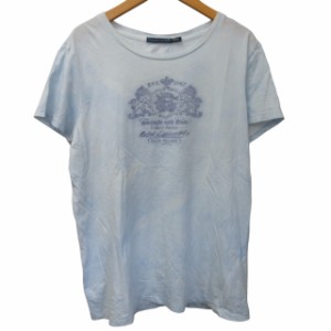 【中古】ラルフローレン RALPH LAUREN プリントTシャツ カットソー 国内正規 マーブル柄風 半袖 水色系 L 1018