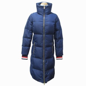 【中古】トミーヒルフィガー TOMMY HILFIGER 美品 ダウンコート ジャケット ロング マキシ丈 ゴールド金具 紺 XXS