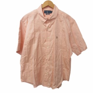 【中古】ラルフローレン RALPH LAUREN BDシャツ ボタンダウンシャツ ロゴ刺? 半袖 ピンク系 3L 1212 ■GY11 メンズ