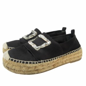 【中古】ロジェヴィヴィエ ROGER VIVIER ローファー スリッポン シューズ エスパドリーユ 黒 約22.5?p?23?p STK