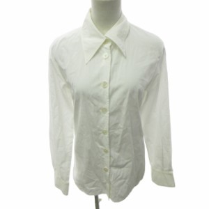 【中古】エルメス HERMES ドレスシャツ ブラウス イタリア製 長袖 白 ホワイト 約S-Mサイズ 0112 IBO46 レディース