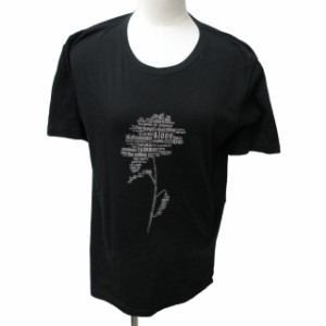 【中古】サンローラン パリ SAINT LAURENT PARIS プリントTシャツ カットソー フランス製 半袖 黒 ブラック XS IBO46