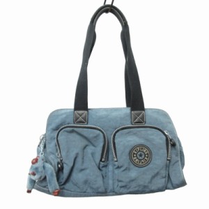 【中古】キプリング KIPLING ストラップ付ハンドバッグ トート ナイロン ブルー系 SRG1