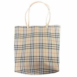 【中古】バーバリー ロンドン BURBERRY LONDON トートバッグ ハンドバッグ ノバチェック ヌメ革 ベージュ IBO47