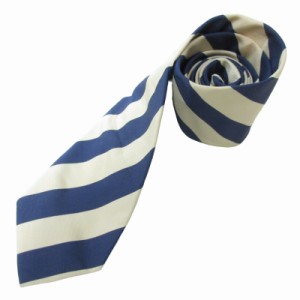 【中古】タイ ユア タイ TIE YOUR TIE ネクタイ ビジネス レジメンタルストライプ シルク イタリア製 白 青 IBO48