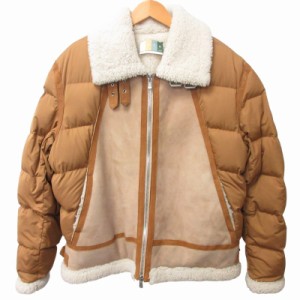 【中古】未使用品 KITH NYC タグ付き 21AW ムートン切替ダウンジャケット ブルゾン コート ボア 茶 L