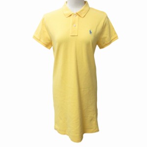 【中古】ポロ ラルフローレン POLO RALPH LAUREN 美品 ポロシャツ ワンピース ロゴ刺? 半袖 黄 イエロー M ■GY31