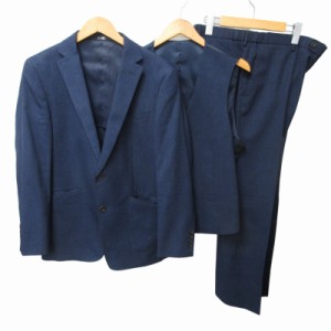 【中古】スーツセレクト SUIT SELECT 3ピーススーツ セットアップ ビジネス ジャケット スラックス 紺 約S-M ■GY31