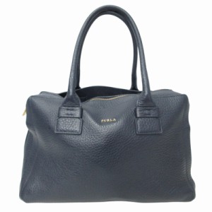 【中古】フルラ FURLA 2WAY ショルダーバッグ トートバッグ ハンドバッグ クロスボディ シボレザー 紺 ネイビー IBO50