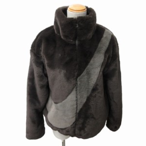 【中古】ナイキ NIKE 美品 AS W NSW JKT FAUX FUR SWSH VELVET フェイクファーブルゾン フリースジャケット 茶 S