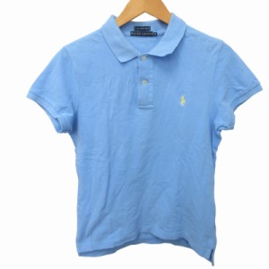 【中古】ラルフローレン RALPH LAUREN THESKINNYPOLO ポロシャツ カットソー ロゴ刺?  鹿の子 半袖 水色 約M-L IBO50